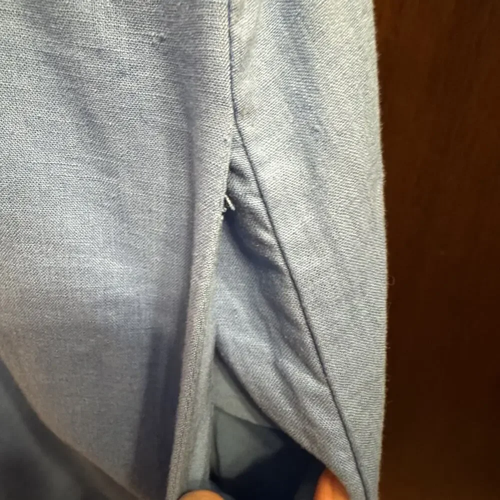 Maeve By Anthropologie Dress 16W Midi Tie Front Button Down Coastal Linen Blend - Picture 4 of 12